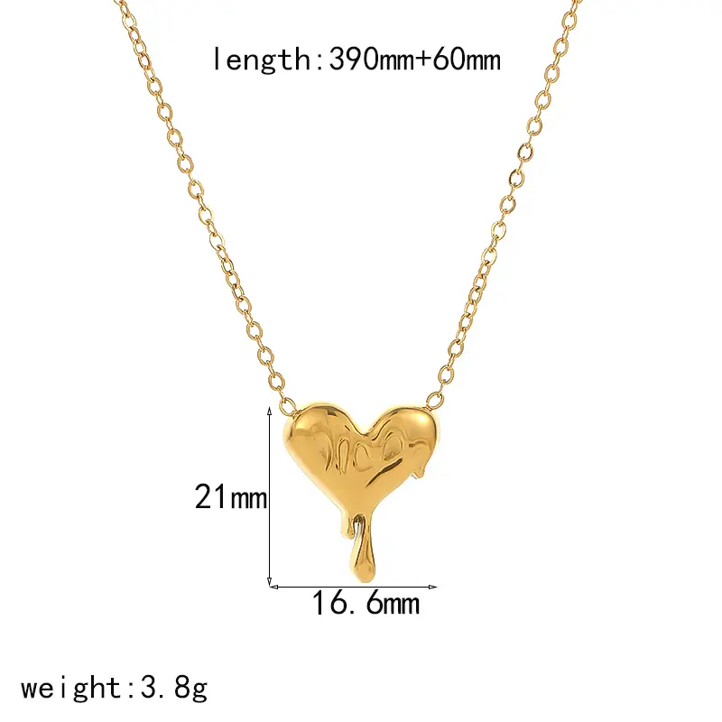 1 Piece Simple Classic Style Irregular Heart Shape Stainless Steel 18k Gold Plated Women's Pendant Necklace Picture2